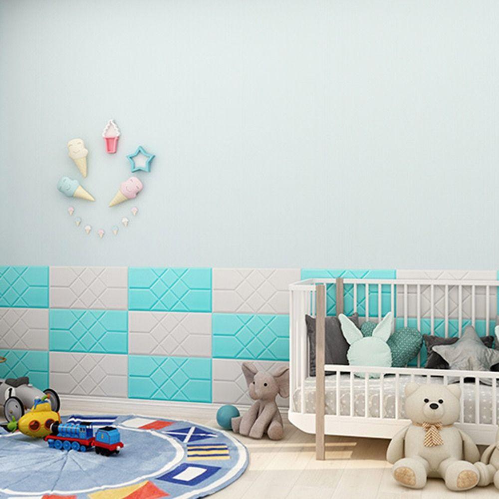 Tatami 3D Wall Stickers Anti-collision Rectangular Wallpaper Self-adhesive Waterproof Living Room Wall Mat