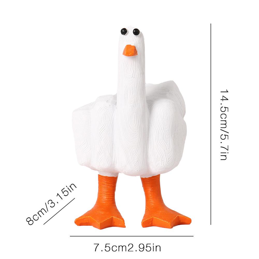 Novelty Resin Middle Finger Duck Decor Zakka Style Desktop Mini Sculpture Funny Office Desk Accessory