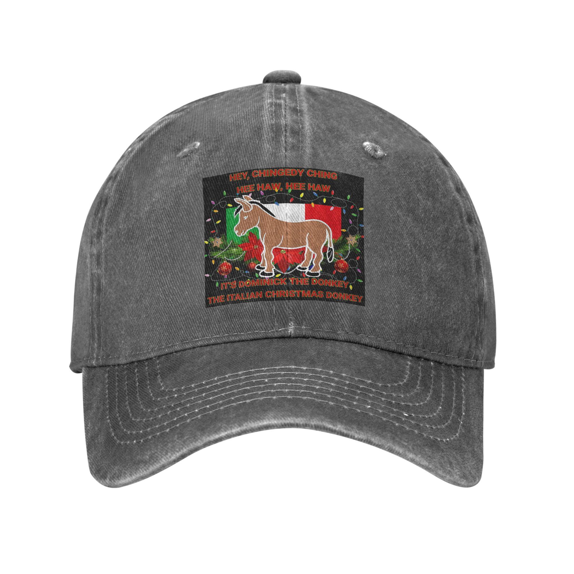 Dominick The Italian Christmas Donkey Denim Fabric Cap Casual Baseball Caps Adjustable Hat Summer Unisex Baseball Hats One Size