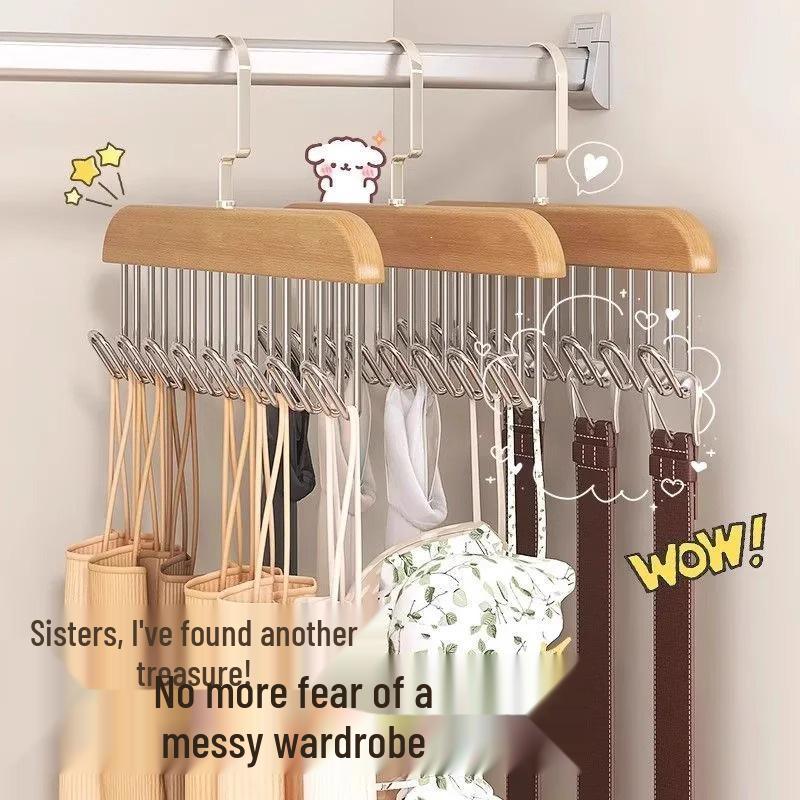 Multifunctional Wooden Sling Hanger: Solid Wood Hook for Underwear and Vest Storage