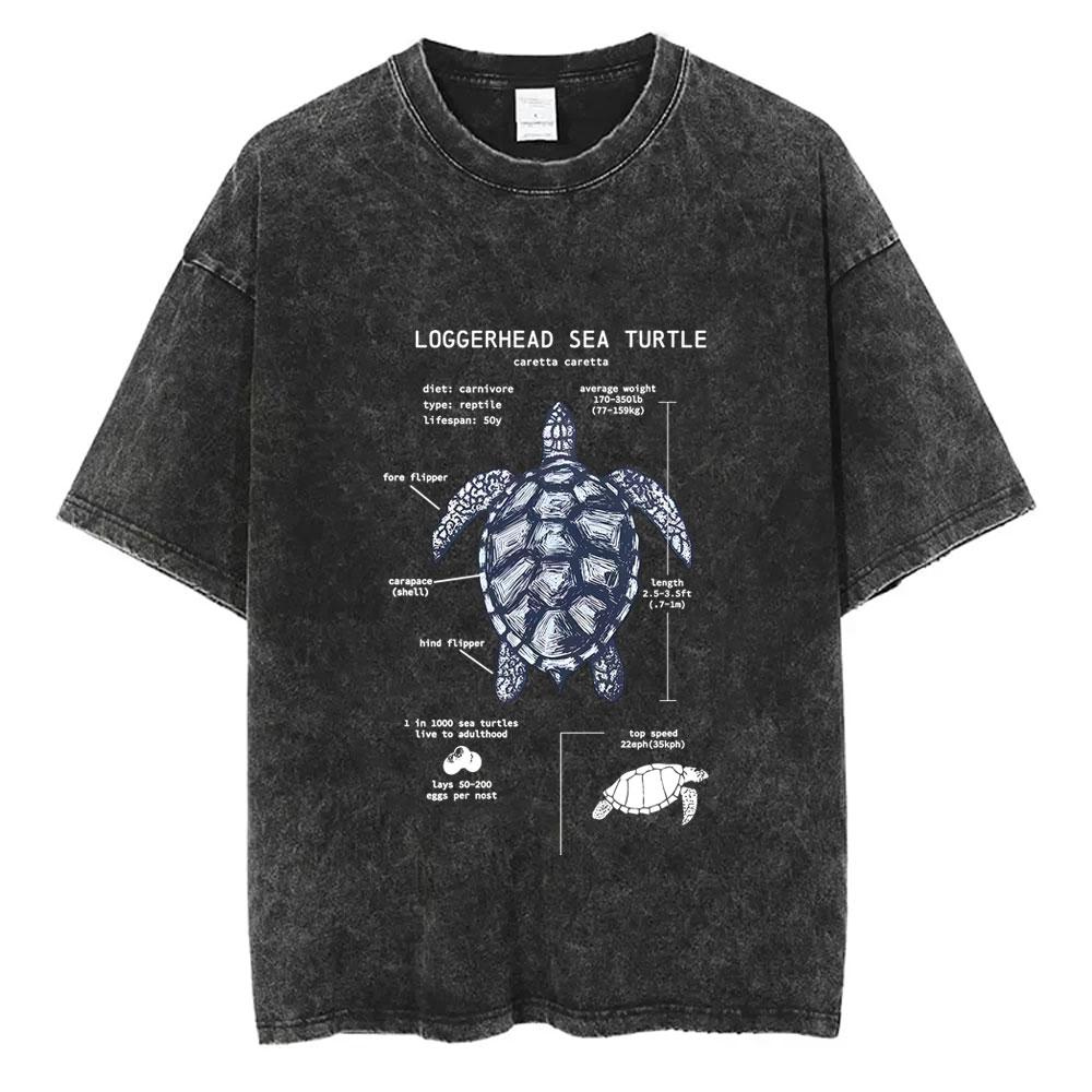 Marine Animals Humpback Whale Anatomy Vintage Washed Tshirt Men Women Fashion Casual Oversized T Shirts Male Soft Cotton Tshirt