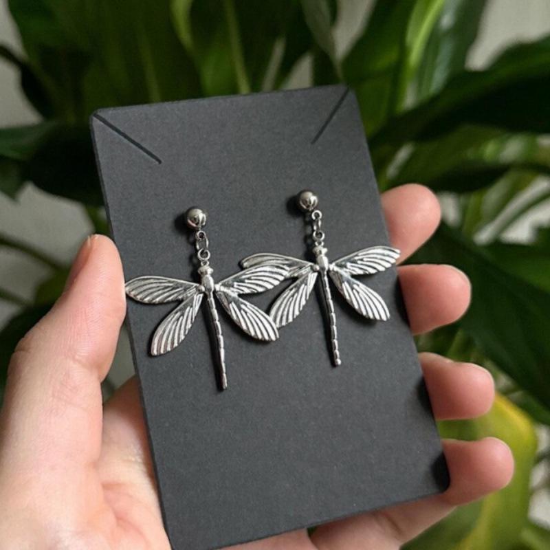 Jun'an Dragonfly Minimalist Stainless Steel Silver Earrings