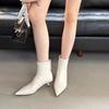 Autumn Soft Leather Pointed Toe Ankle Boots Women Fashion Zippers Thick Heels Shoes Street Style Mordern Short Botas