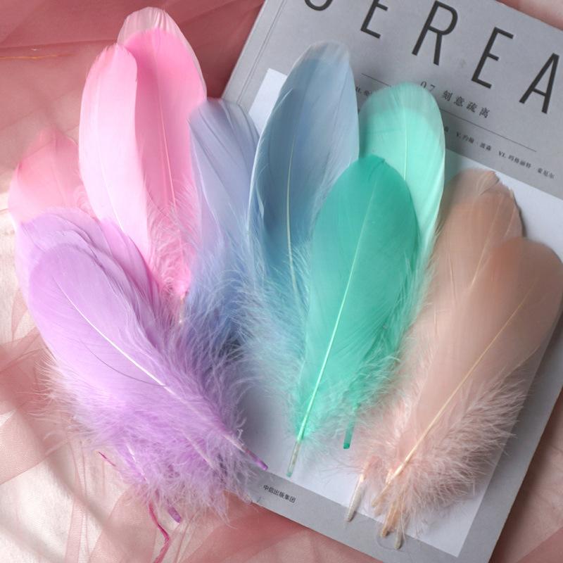 50Pcs Goose Feather Soft Big Floating Diy Sunflower Wall Decoration Dream Catcher Wing Decoration Handmade Material Colored Cat Stick Feather