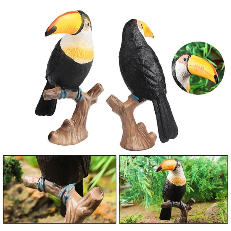 Realistic Toucan Figure Observation Display Static Model Statue Bird Figurine Playhouses Layout Kids Basket Stuffings