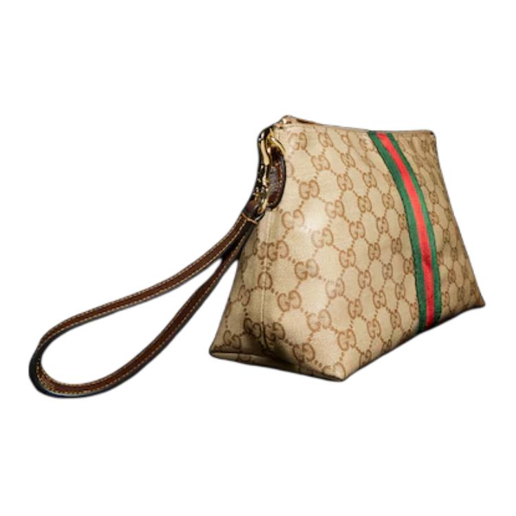 Gucci Generation Classic Print Leather Clutch Unisex Clutch Dark-Brown 875821-FAF79-8547