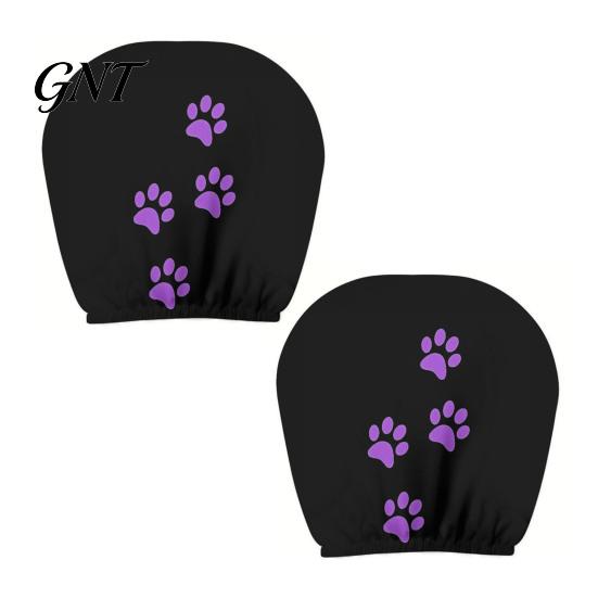 Cute Animal Print Auto Interior 2Pcs Universal Car Headrest Cover with Purple Cat Paw Print, Elastic Lover Upgrades Seat Protector for Most Vehicles,