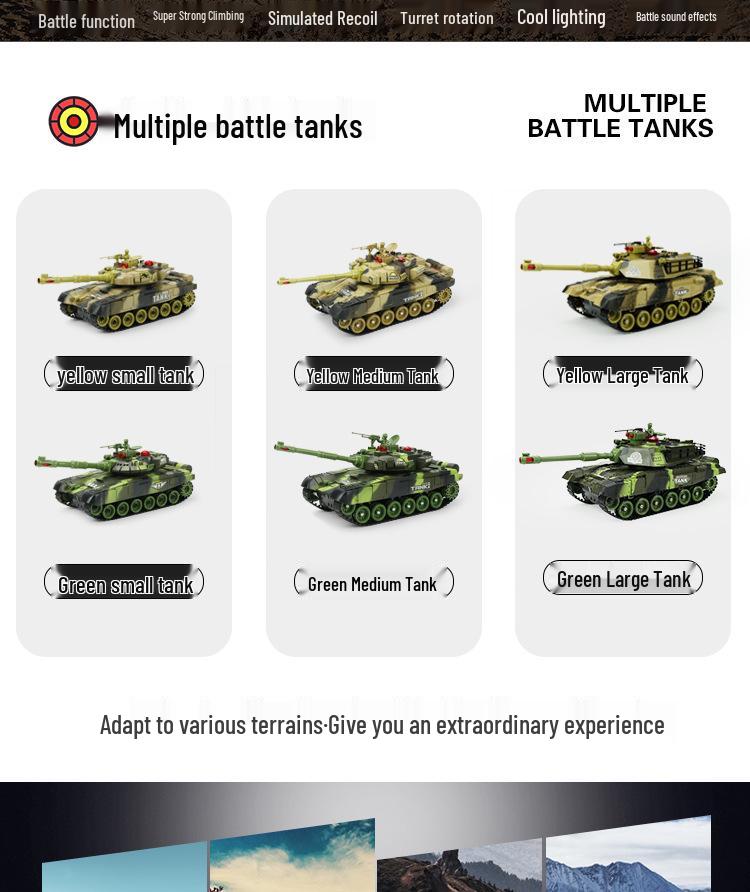 Large RC Parent-Child Tank Battle Toy: Rechargeable, Tracked Off-Road 2.4G Cannon Vehicle