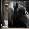 Batman & Harley Quinn Monochrome City Waterproof Shower Curtain, Superhero Bathroom Decor For Fans