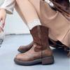 Fashion New Embroidered Leather Western Ankle Boots for Women Autumn Winter Fashion Soft-soled Casual Women's Chelsea Boots Shoes