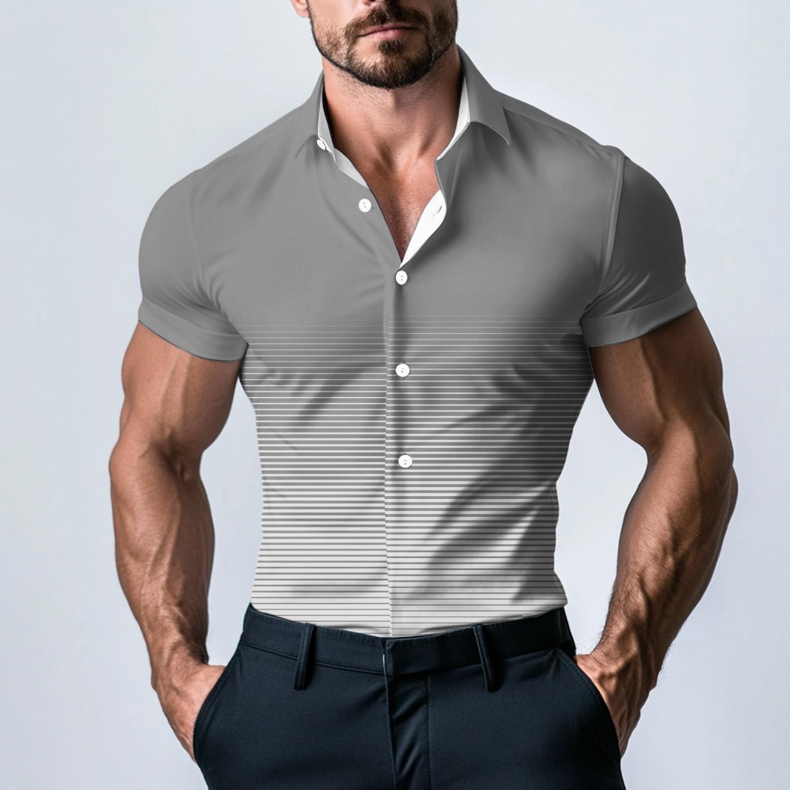 

Мужская модная атласная рубашка с коротким рукавом с принтом XXL