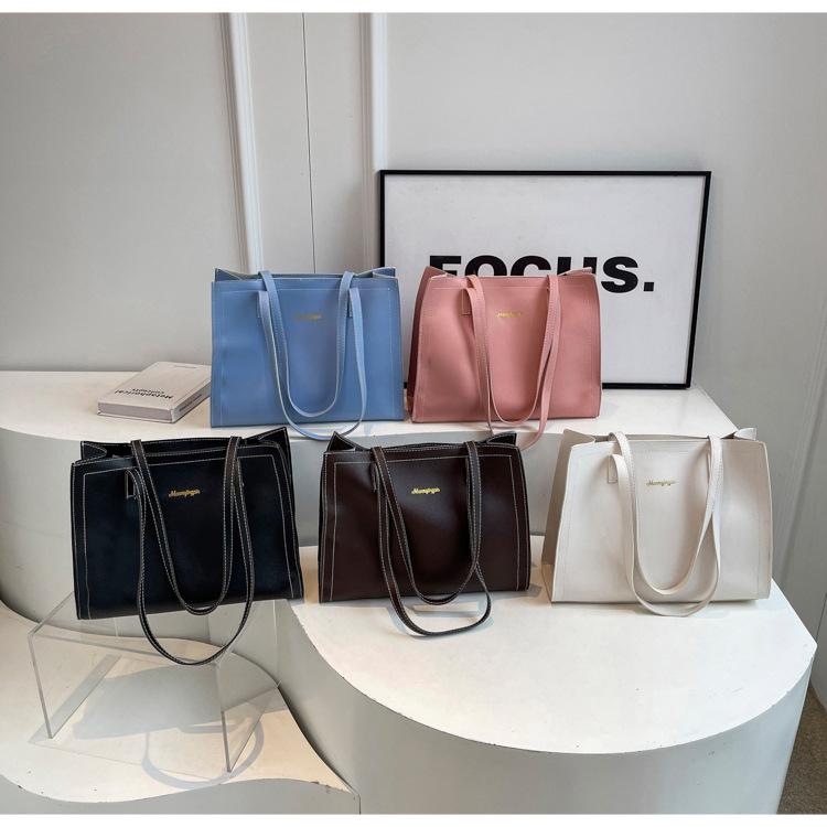 Women's 2024 Spring/Summer Versatile Solid Color Tote – Korean Style Shoulder Bag
