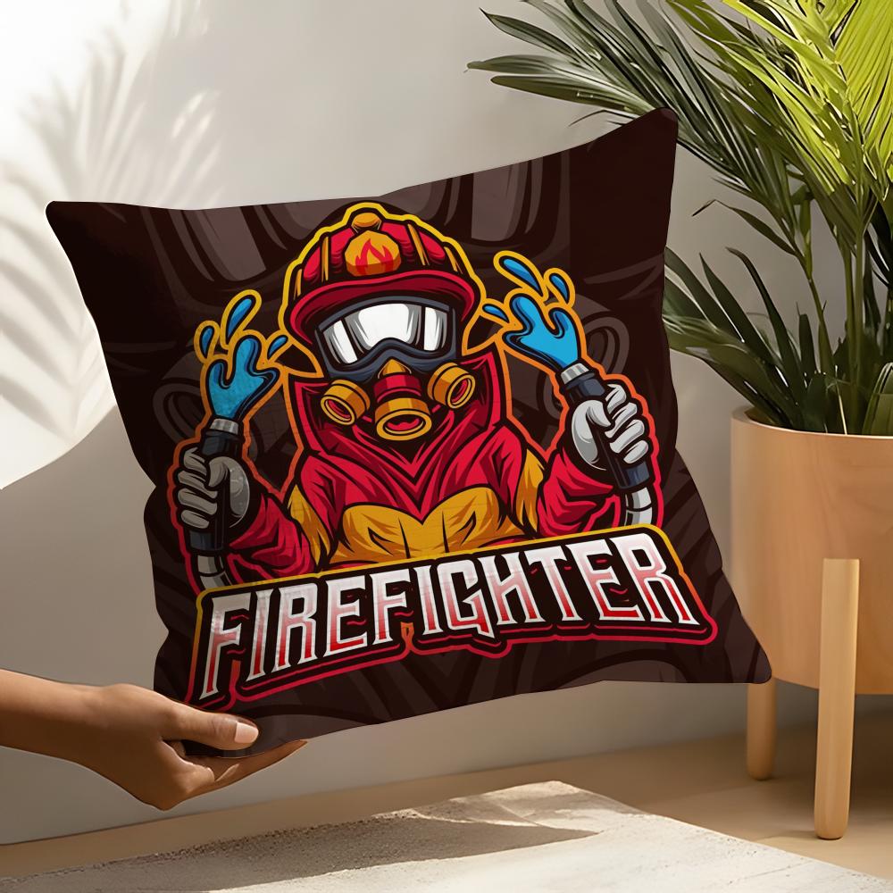 Firefighter Department Logo Rescue Soft Cute Pillow Case Linen Cushion Covers For Decorative