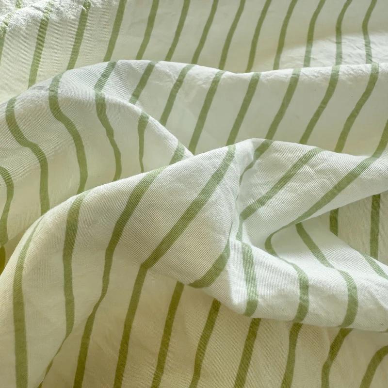 Pure Cotton Home Textile Striped Bedding Set Simple Soft Duvet Cover Sheet Pillowcase Ins Style Bed Linens Queen King Size