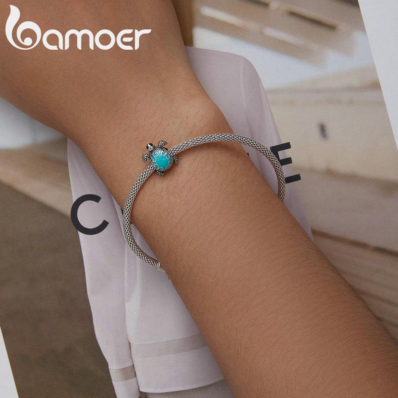 Bamoer 925 Silver Ladybug Charm Fit DIY Bracelet & Bangle Turtle Pendant Jewelry Birds Pendant Animal Charms Collection