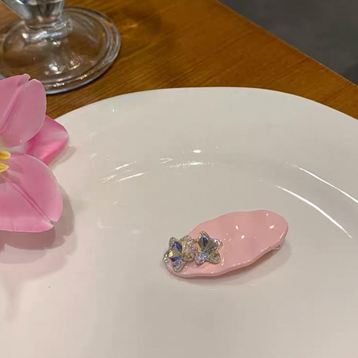 

Rhinestone pleated five-pointed star bangs clip edge clip hairpin 2025 new one-word clip hairpin duck bill clip tide