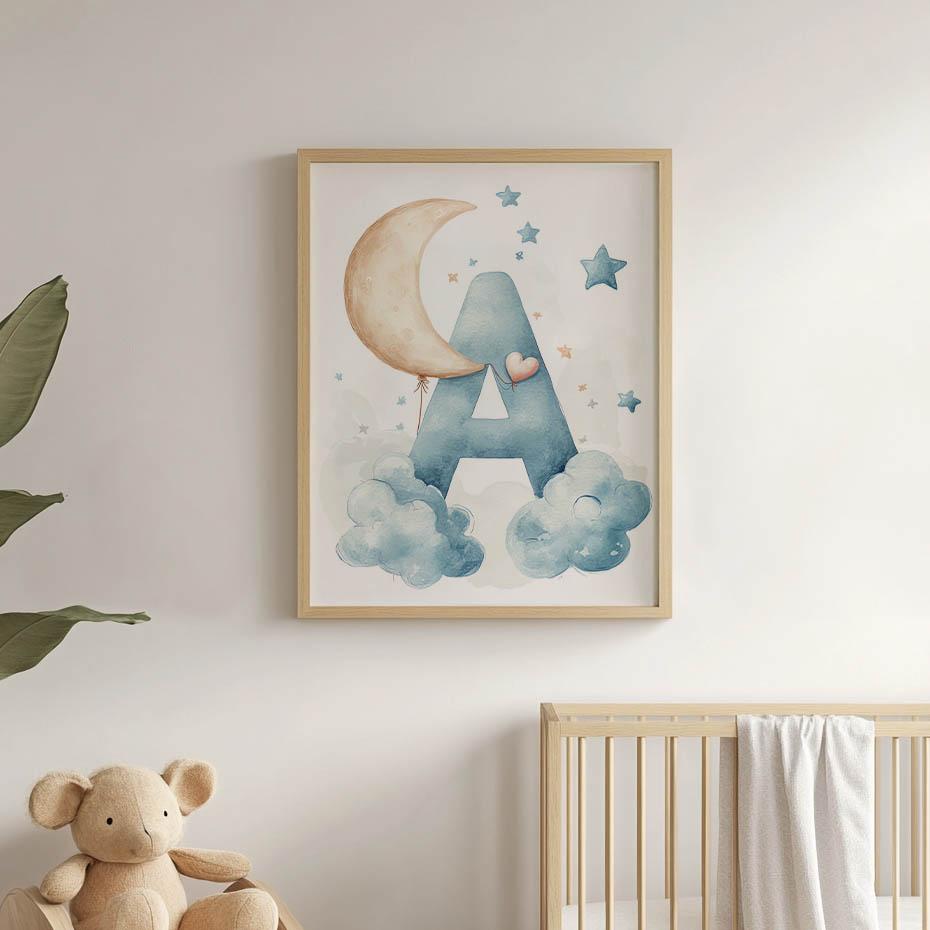 Plakat Litera "A" W Chmurach Plakat Litera "A" W Chmurach, 30X40 Cm, Bez Ramy, Płótno Premium Na Blejtramie