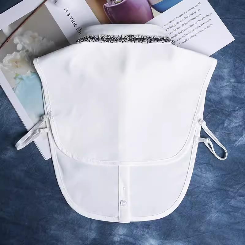 Vintage Piping Fake Collar Shirt Women White Detachable Collar Fake Women False Collars Woman For Ladies Sweater Half Shirt Tie