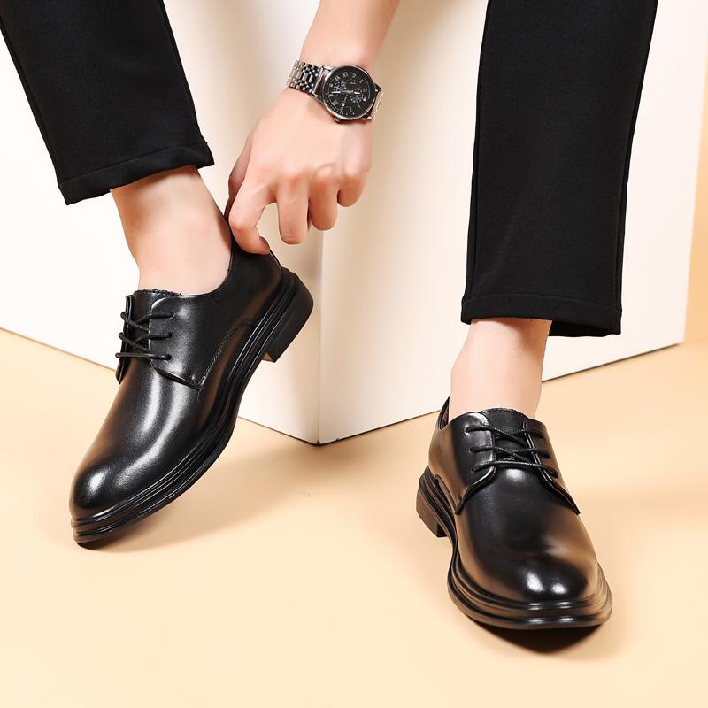 Men'S Leather Shoes Black Shoes Business Formal Wear Shoes Casual Soft Leather Shoes School Shoes For Mens JZ-1992