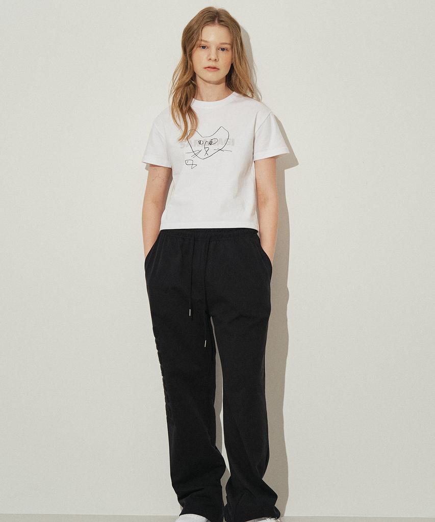 SARANAGI Se01-Crop Doodle Tshirt White