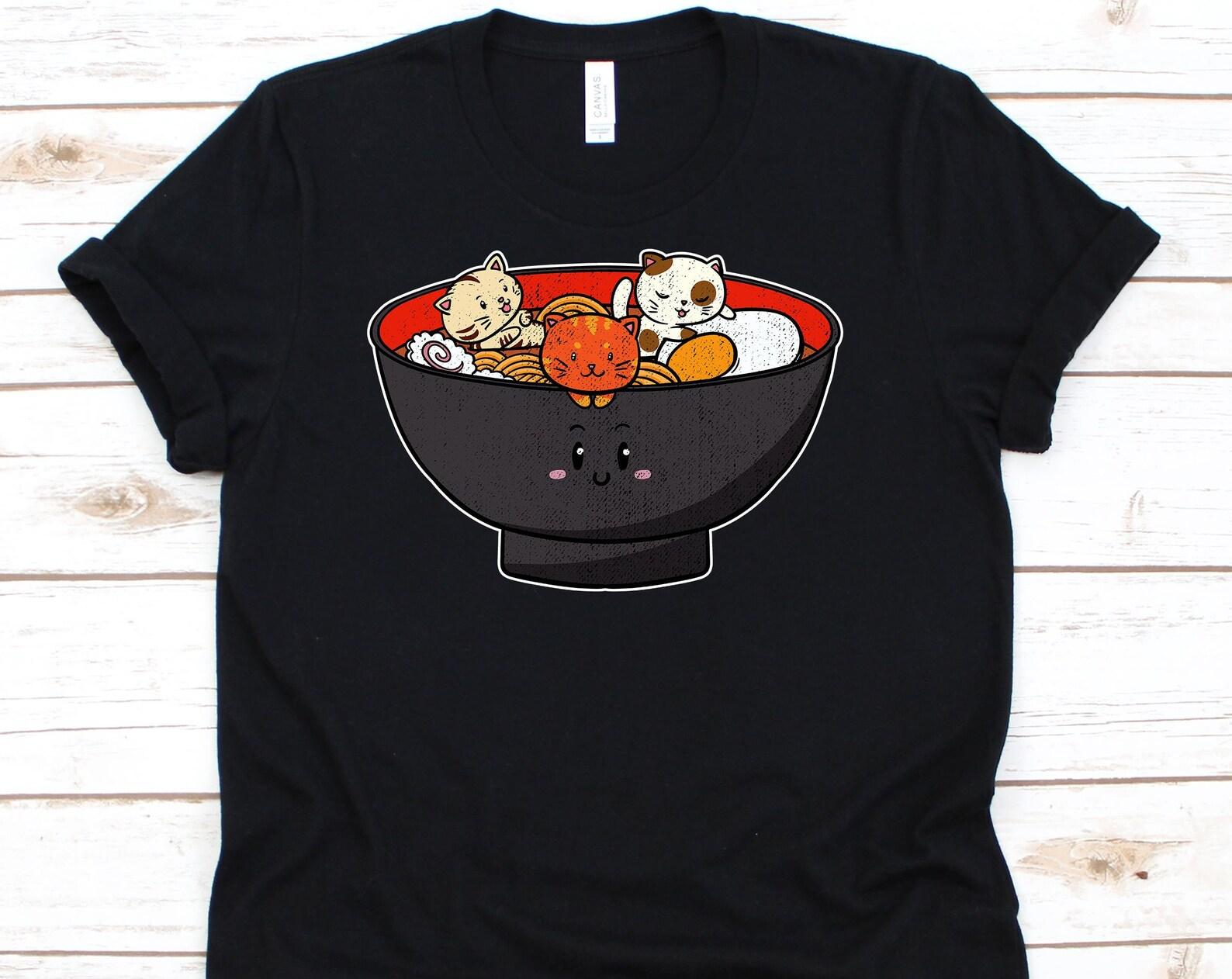 Ramen Cat T-Shirt, Kitten Owners, Japanese Noodle, Cat Lover Gift, Ramen T-Shirt, Cat Owners, Cat Gifts, Ramen Tee M