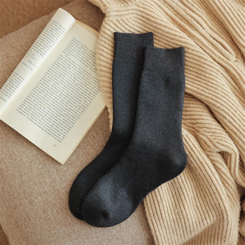

Мужские осенне-зимние носки-трубы из чистого хлопка с бархатной подкладкой, теплые, с резинкой для волос, бесшовные 1 pair темно-серого