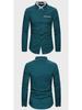 Men's Autumn Fashion Double Collar Solid Color Slim Fit Long Sleeve Shirt