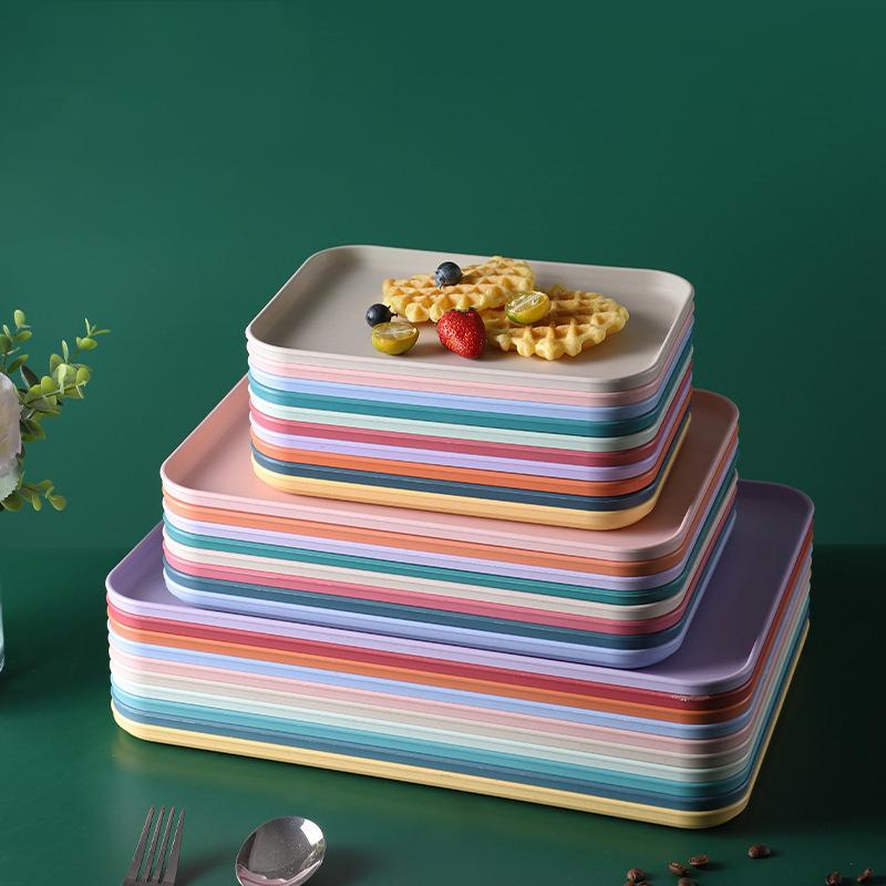 Plastic Serving Tray Home Tea Fruit Dessert Tray Anti-Slipscratch Resistant Plastic Food Cooking Storage Tray Kitchen Supplies