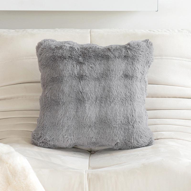 Winter Sofa Imitation Rabbit Fur Bubble Velvet Pillow Solid Color Home Bedroom Model Room Decorative Pillow Case