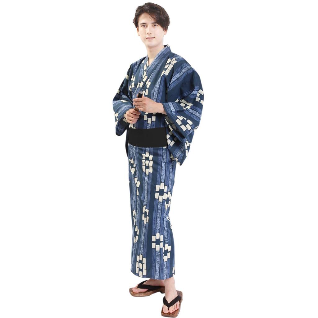 Fuuka Cotton Yukata Waist Cord Men's 3-Piece Set Obi, (Sizes S/M/L/LL) (16 Patterns) (z32-02a, Small)