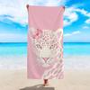 Leopard and Floral Beach Towel 2D Flat Printed Soft Peach Skin Fabric Quick Dry Bath Towel Summer Vacation Swimming Pool