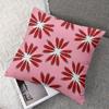 Crimson Daisy Square Jacquard Pillow Cover for Sofa Office Waist Cushion Cover Home Decorative Pillowcase