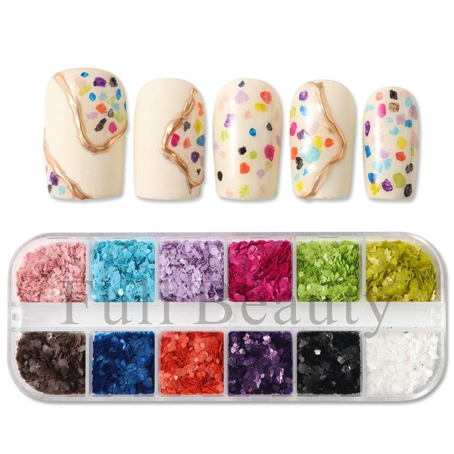 1 krabička nepravidelné třpytivé foliové nehty flitry na nehty třpytivé vločky nail art dekory na nehty příslušenství pro DIY manikúru