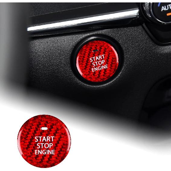 AIRSPEED Carbon Fiber Car Engine Start Stop Button Cover Center Console Push-Button Sticker Decal Interior Trim for Mazda 3 Axela 2020-2022, CX-30