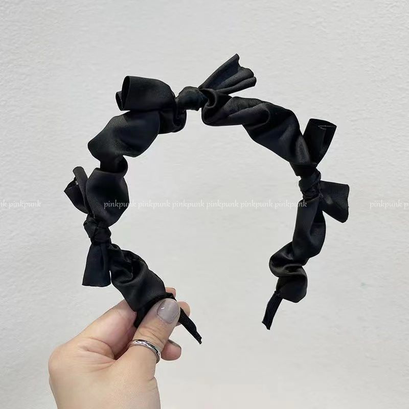 Korean version ins summer bow headband solid color sweet fabric headband wearing versatile hair accessories for women