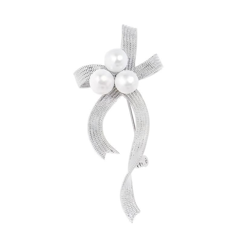 Ribbon Pearl Brooch, High-end Women's Light Luxury, Versatile, Unique Brooch, Niche Design, Anti-glare Clasp Pin