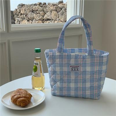 Lunch Bag Quilting Design Lunch Box Plaid Pattern Picnic Tote Eco Cotton Cloth Small Handbag Dinner Container Food Storage Bags