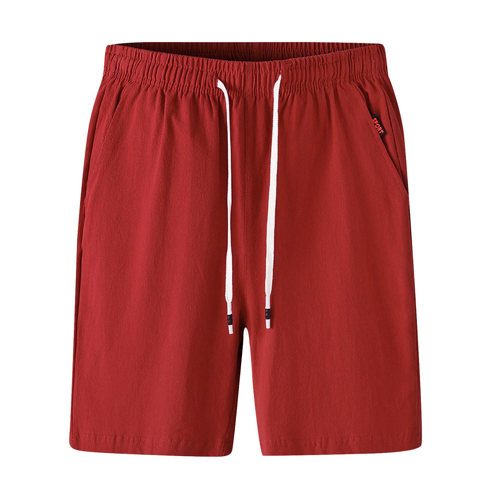 

Мужские свободные хлопковые и льняные укороченные брюки Модные повседневные спортивные прямые брюки XL киноварь