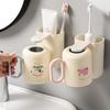 Toothbrush Shelf Wall Hanging Toothbrush Cup No Punching Mouthwash Cup Toothbrush Holder Magnetic Brushing Cup Cream Wind