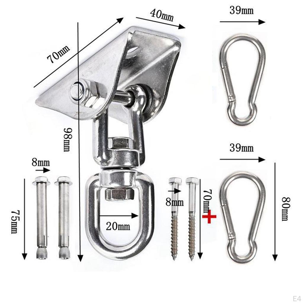 304 Stainless Steel Swing Hanger for Ceiling Wooden Porch Hanging , Hooks Degree Rotate
