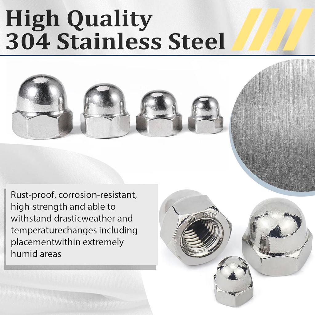 304 stainless steel hexagonal cover nut set cover nut 190Pcs boxed nut M3M4M5M6M8M12