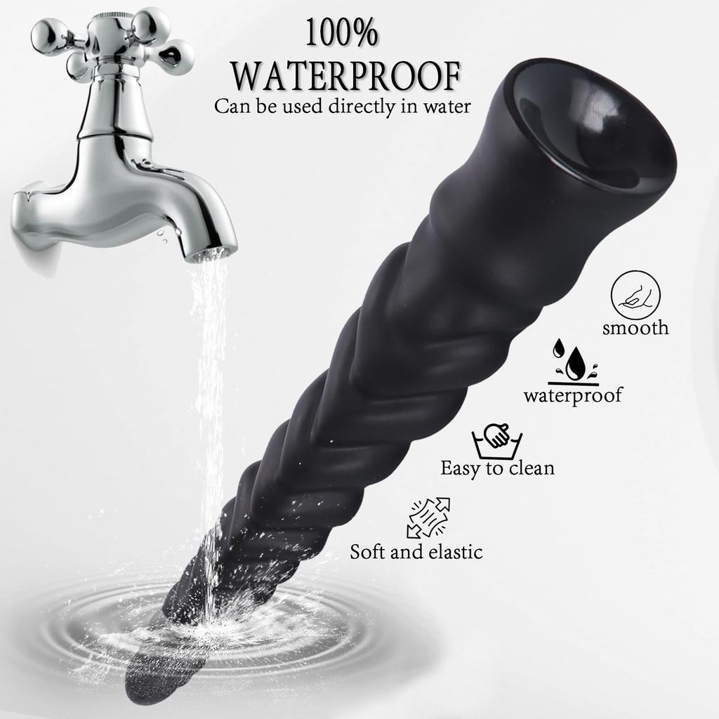 Extra Long Anal Plug with Spiral Texture - Large Ribbed Whip Style Butt Plug for Men & Women, Realistic Dildo Adult Sex Toy