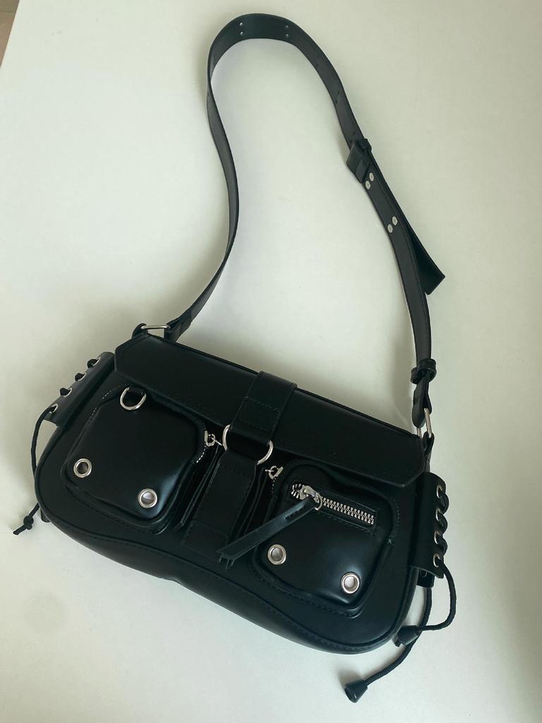 Trendy Textured Underarm Motorcycle Baguette Bag for Women 2025 – Versatile Crossbody and Shoulder Design