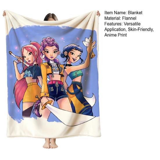 Hunter Girls Blanket Cozy Flannel Machine Washable Anime Throw Blanket Print Blanket for Kids Sofa Couch