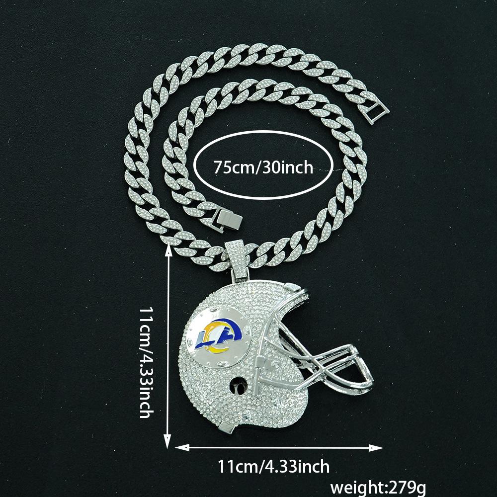 Europäische und Amerikanische Los Angeles Rams Football Helm Legierung Anhänger Kubanische Halskette