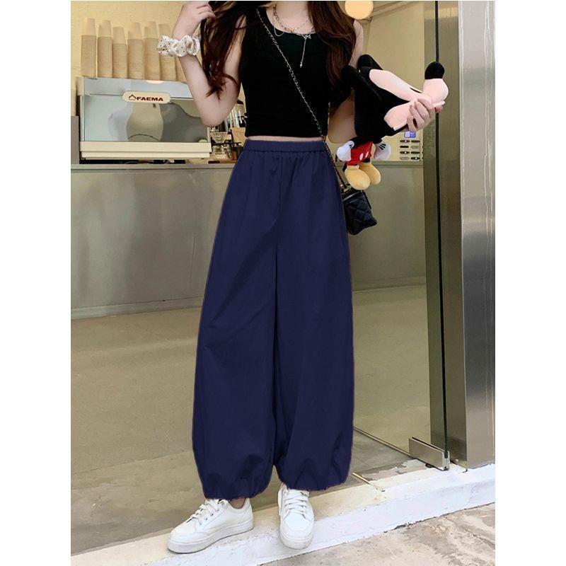 

Women s Quick-Dry Sun Protection Harem Pants - Lightweight, Loose, Slimming, Plus Size, Casual Cropped Sports Pants M (80-100 kg) темно-синий