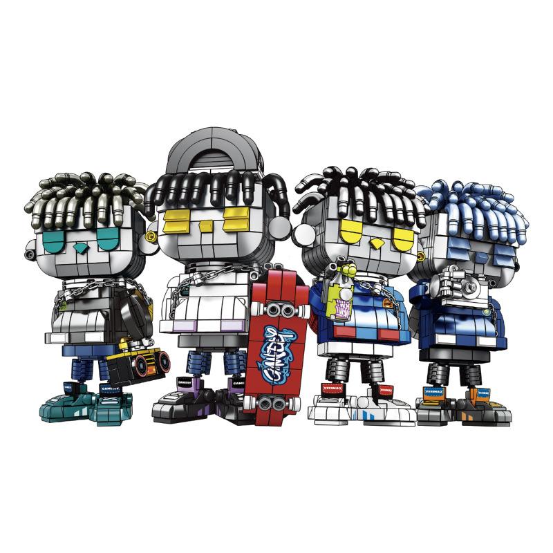Ganzai Street Series Building Block Small Particle Assembly Toy Tide Play Figure Tabletop Ornament Model Gift