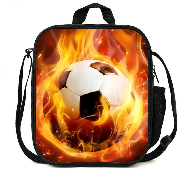 Football Basketball Pattern Children'S Lunch Bag Elementary School Lunch Box Bag Fashion Trend Boys' Lunch Bag