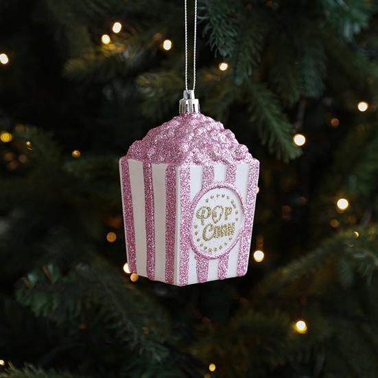 Christmas Ornament Sparkling Pink Series Ice Cream Doughnut Shape Hanging Pendant Farmhouse Xmas Decor