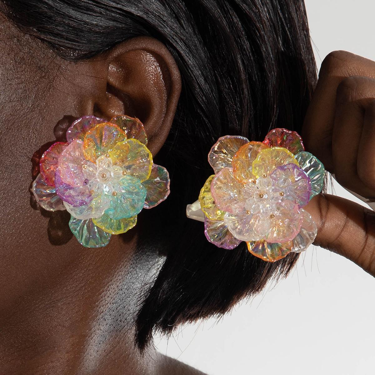 

Летние новые милые красочные многослойные серьги-цветы из смолы для женщин, серьги-цветы радуги